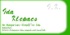 ida klepacs business card